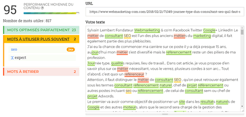 Outil d'optimisation de texte Outil d'optimisation de texte