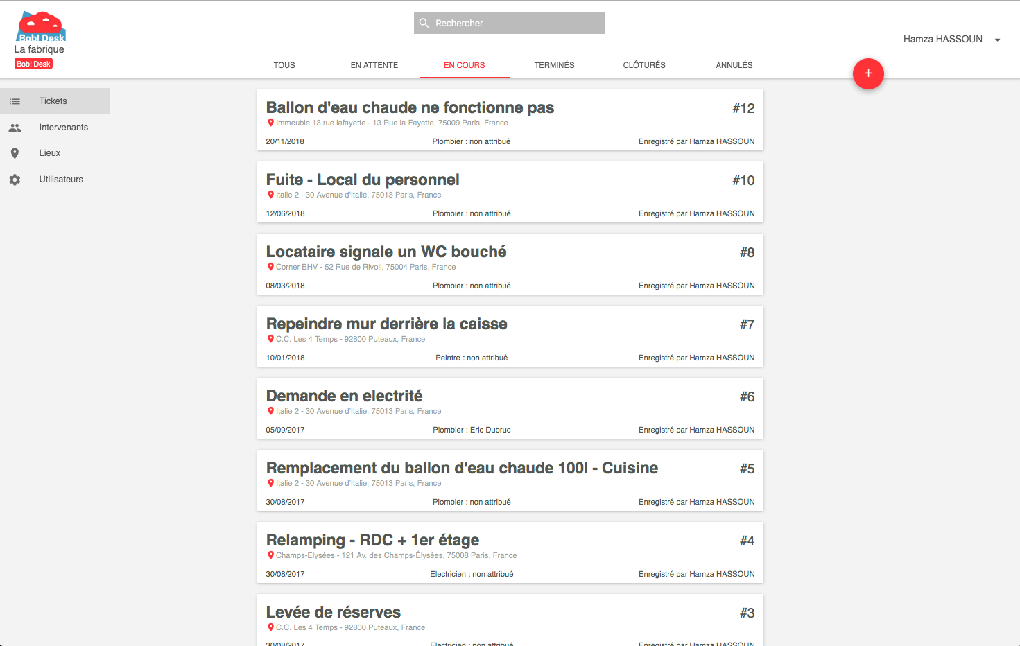 Liste des tickets en cours - Bob! Desk Liste des tickets en cours - Bob! Desk