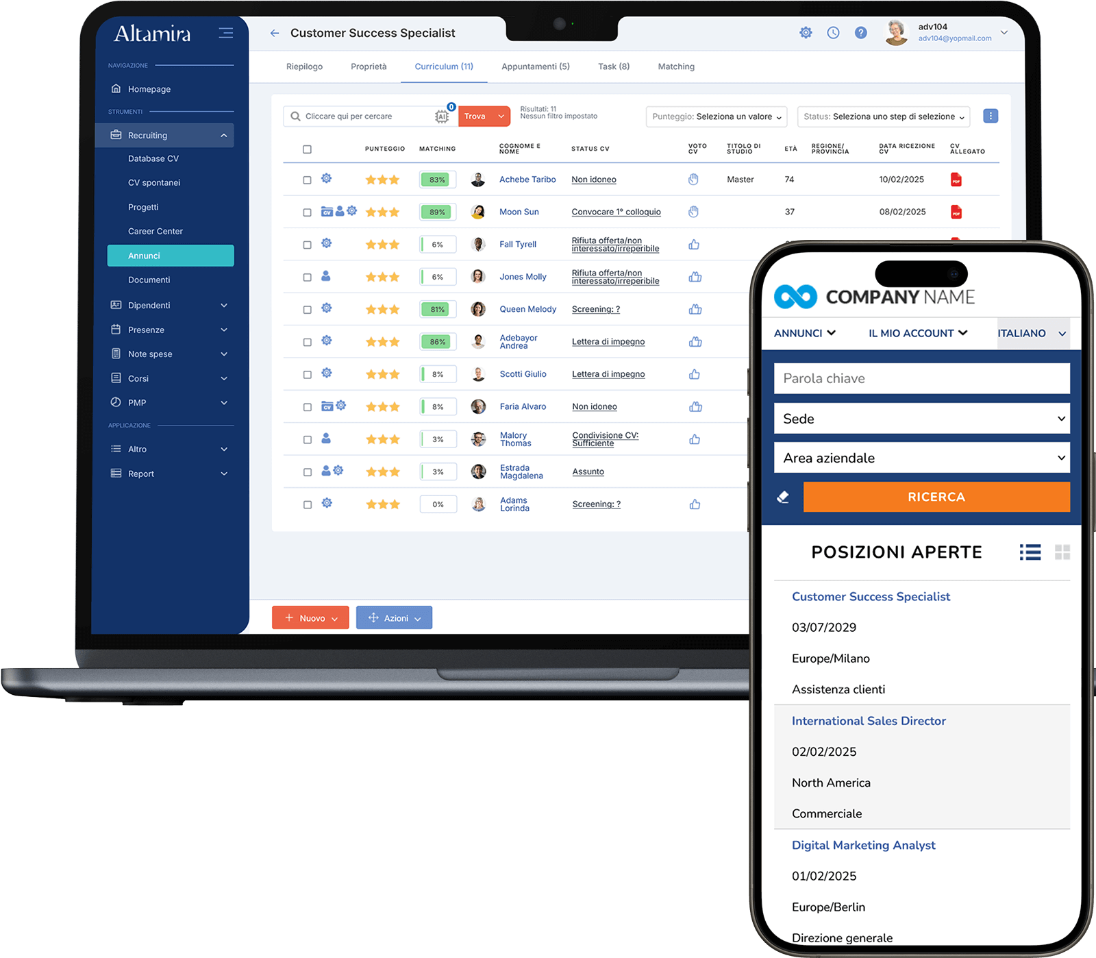 Altamira Recruiting - Lista di candidati