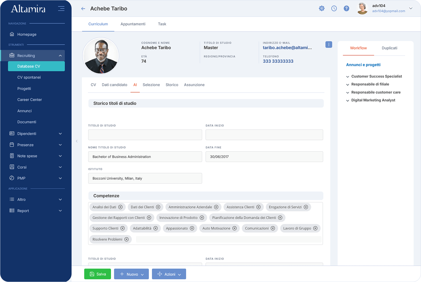 Altamira Recruiting - Tag del resume parsing