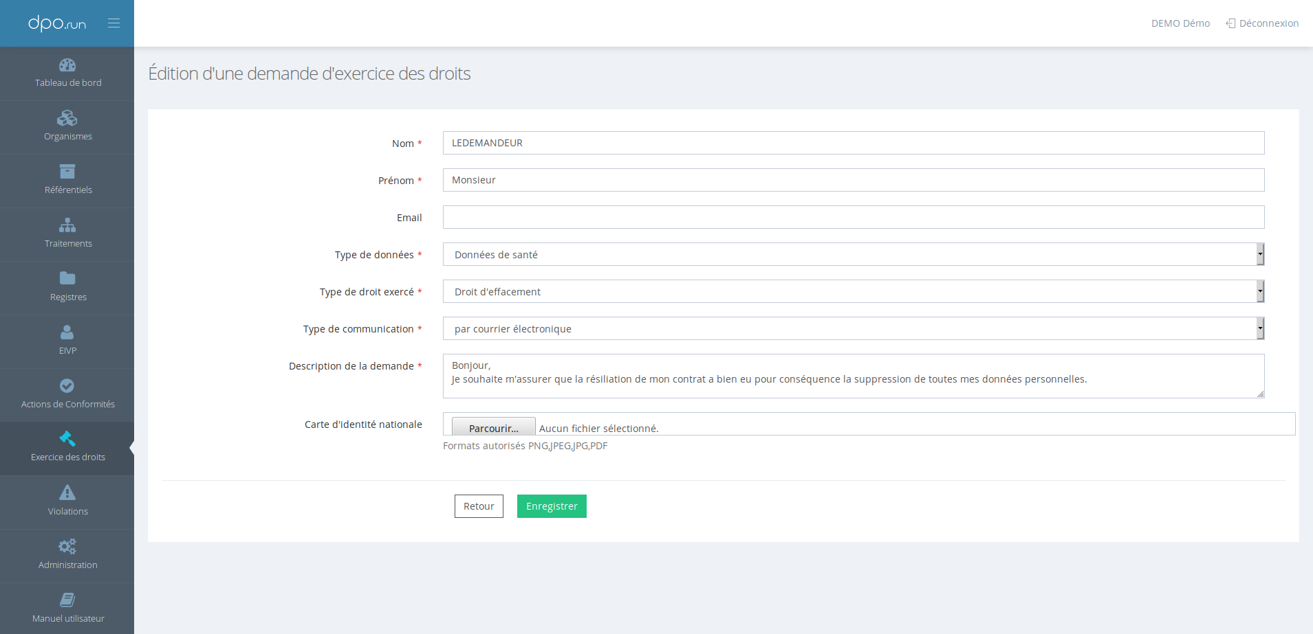 Gestion d'une demande d'exercice de droits Gestion d'une demande d'exercice de droits