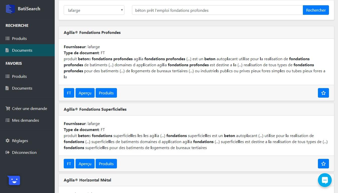 Recherche de Document dans BatiSearch Recherche de Document dans BatiSearch