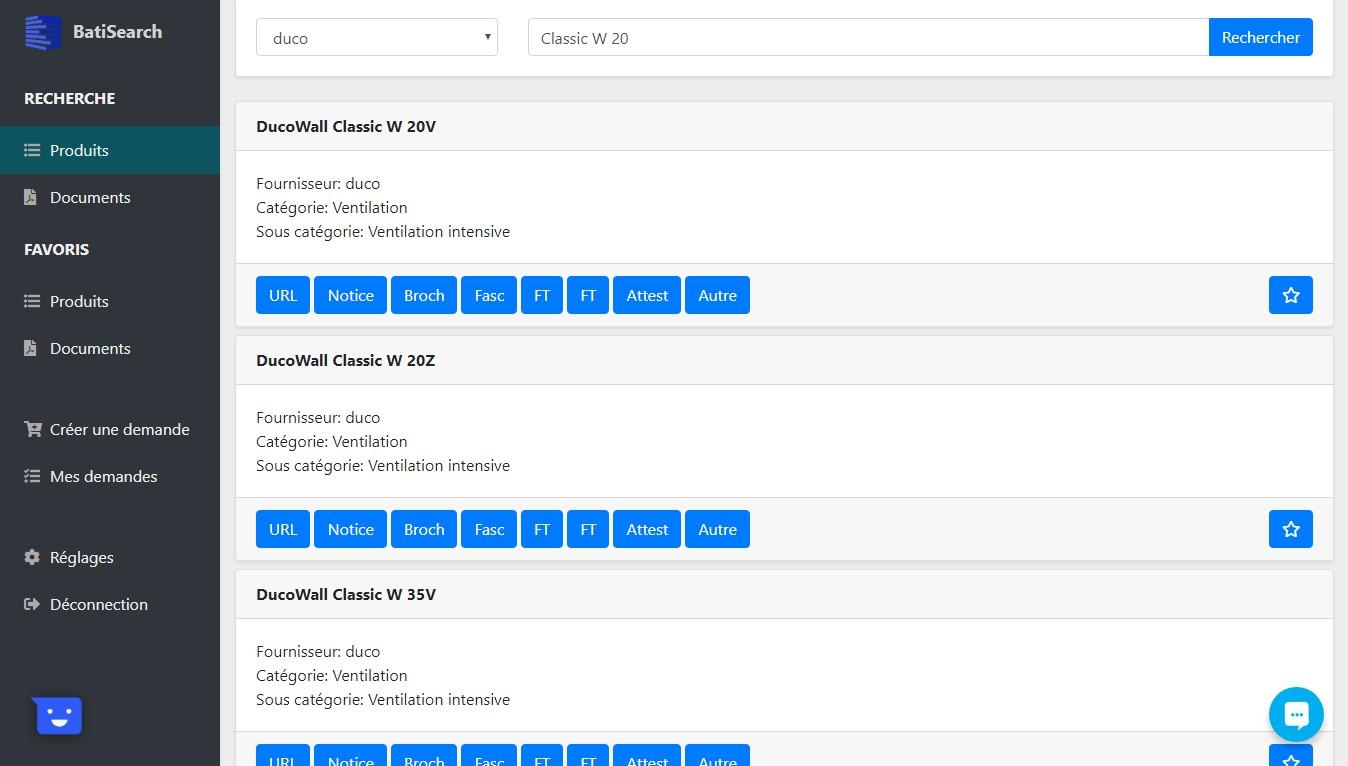 Recherche d'un Produit dans BatiSearch Recherche d'un Produit dans BatiSearch