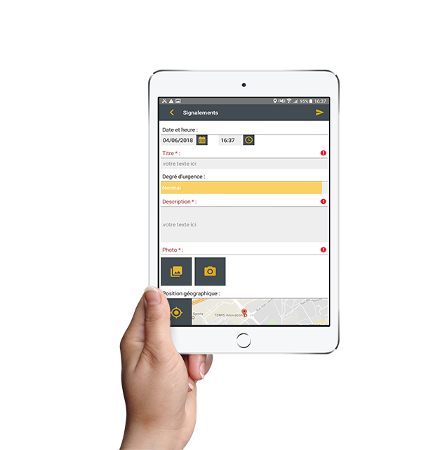 Formulaire numérique disponible sur tablettes et smartphones, même hors connexion.