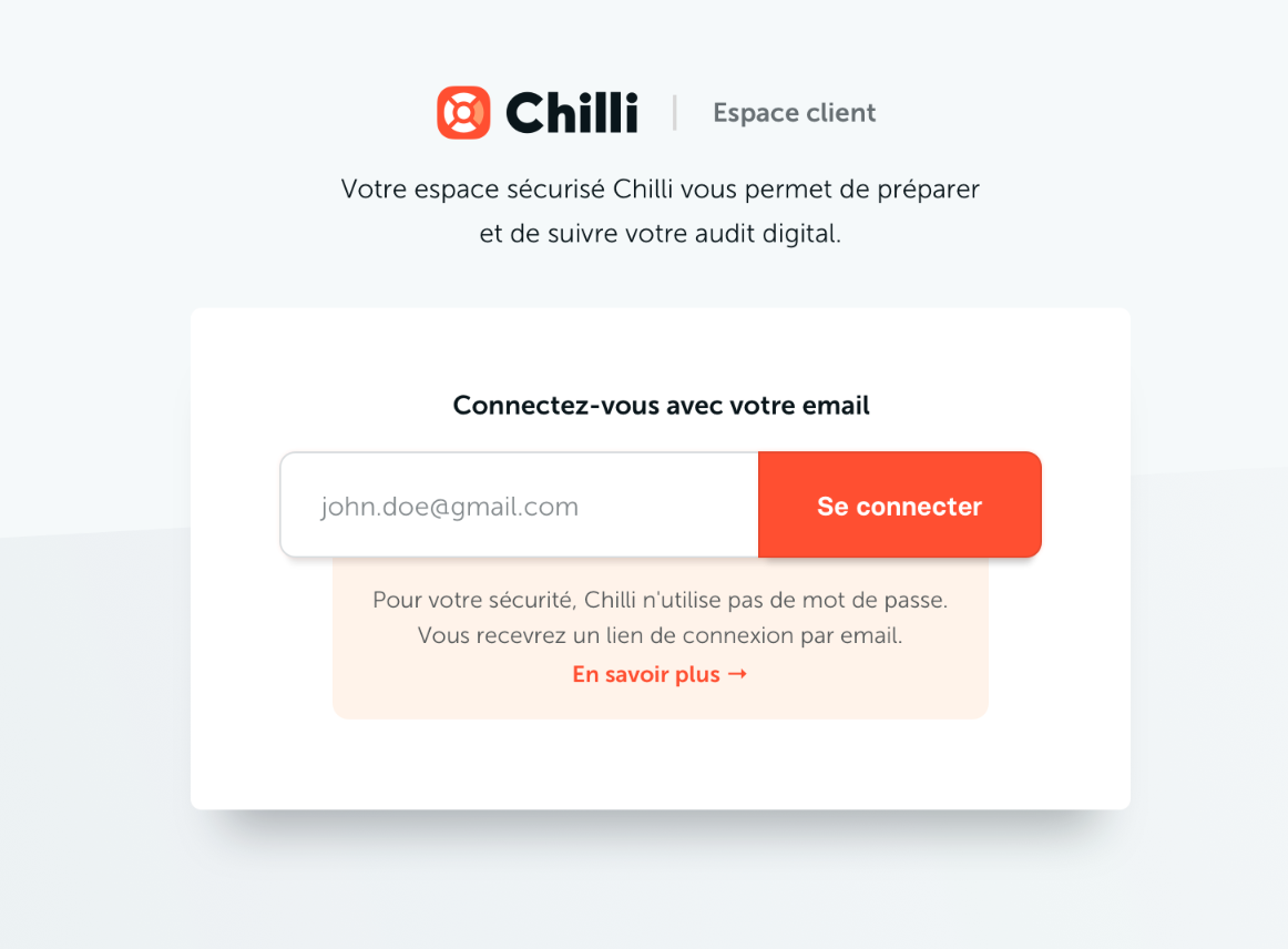 Ecran de connexion vers l'espace client. Ecran de connexion vers l'espace client.