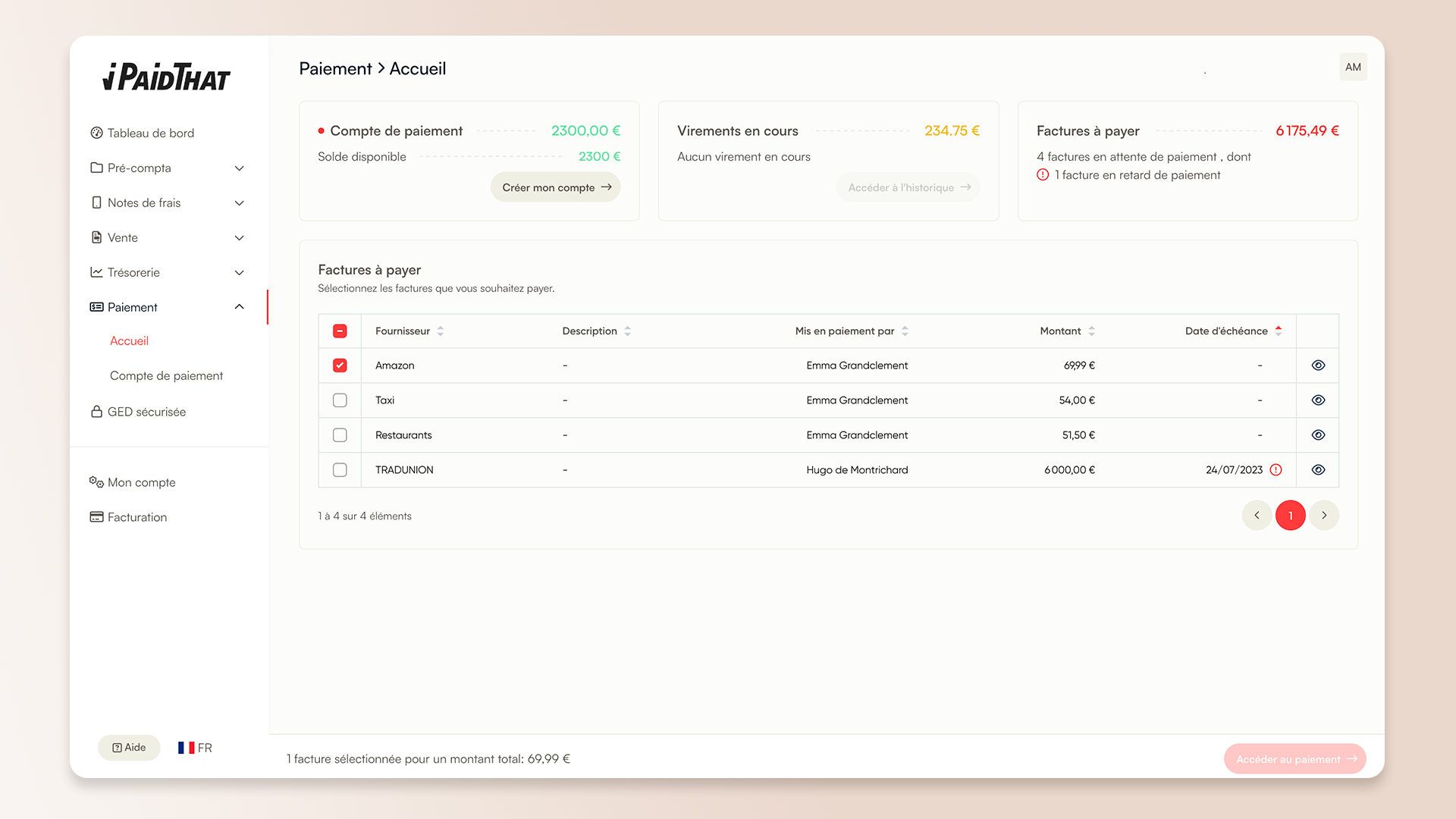 iPaidThat - Espace et compte de paiement sur iPaidThat