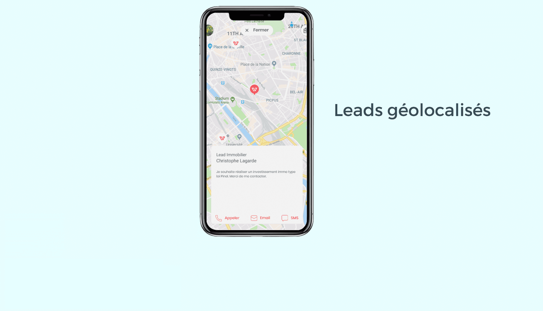 Affichage des leads sur la carte Affichage des leads sur la carte