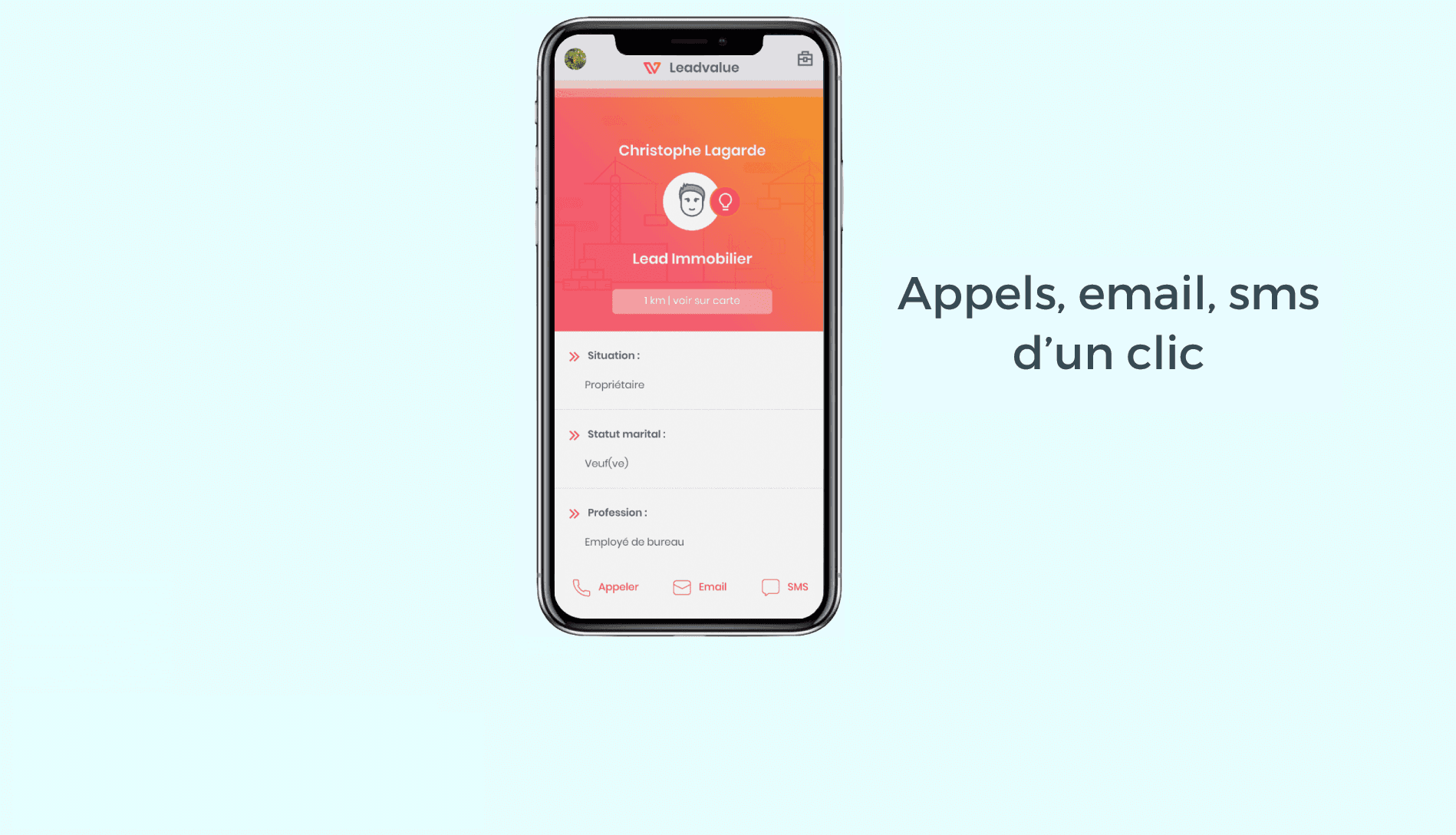 Appels emails SMS d'un clic en mode swipe Appels emails SMS d'un clic en mode swipe