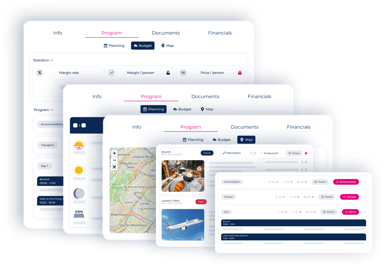 Ezus - Créez votre programme étape par étape, générez automatiquement budgets et plannings, et personnalisez chaque élément avec des photos, des vidéos, des descriptions et des budgets modulables.