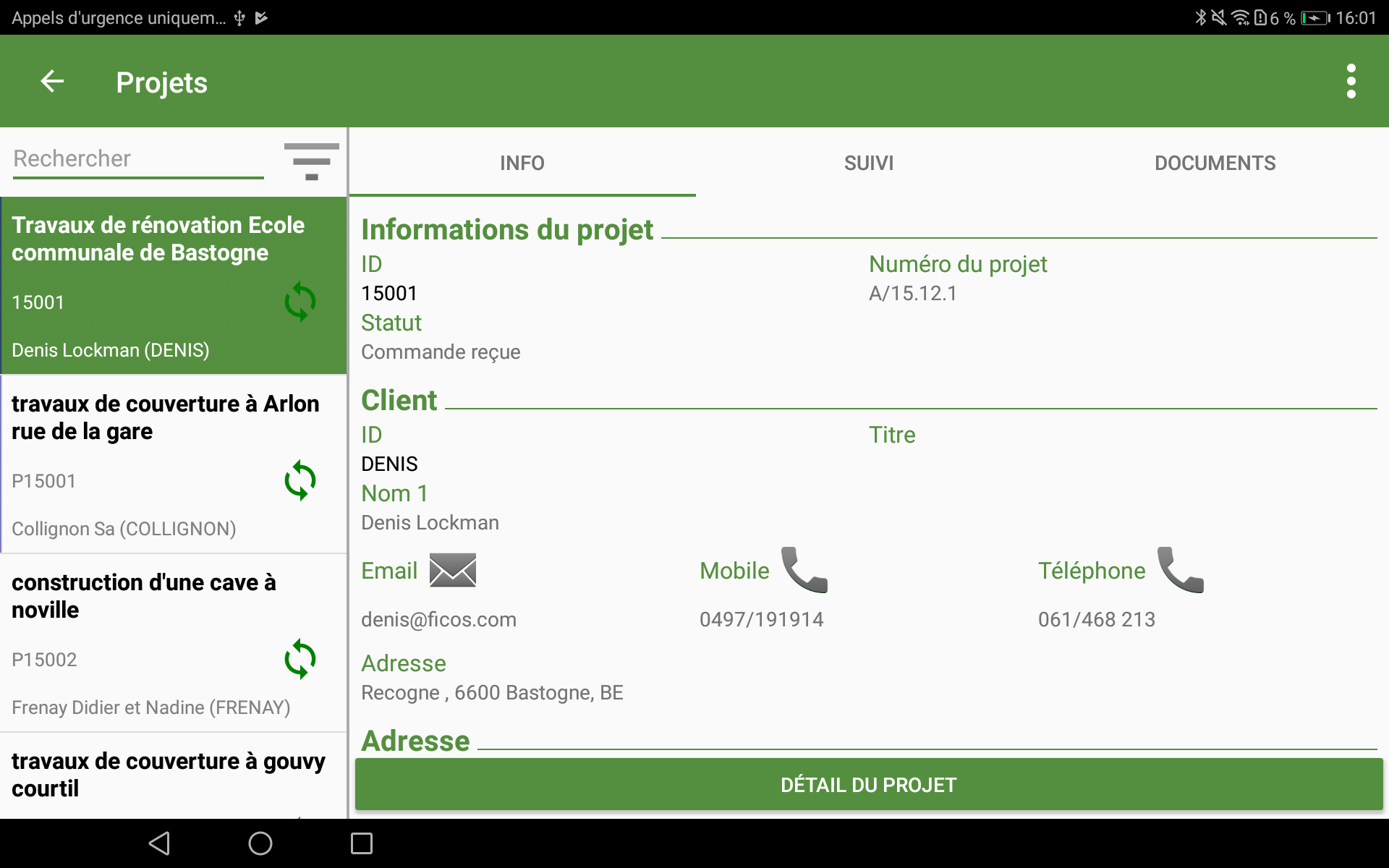 Projets / chantiers Projets / chantiers