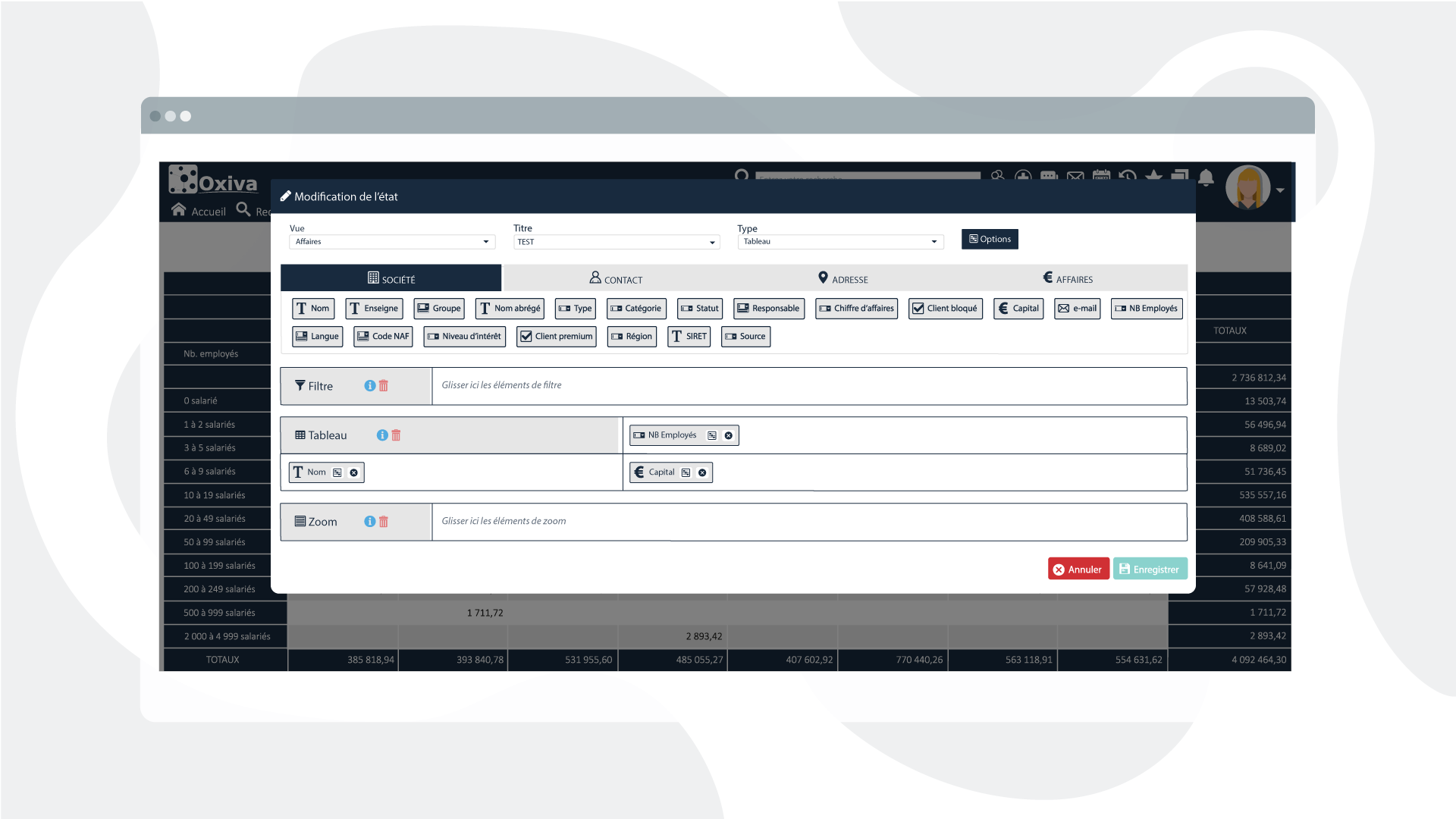 Modification d'un état pour reporting Modification d'un état pour reporting
