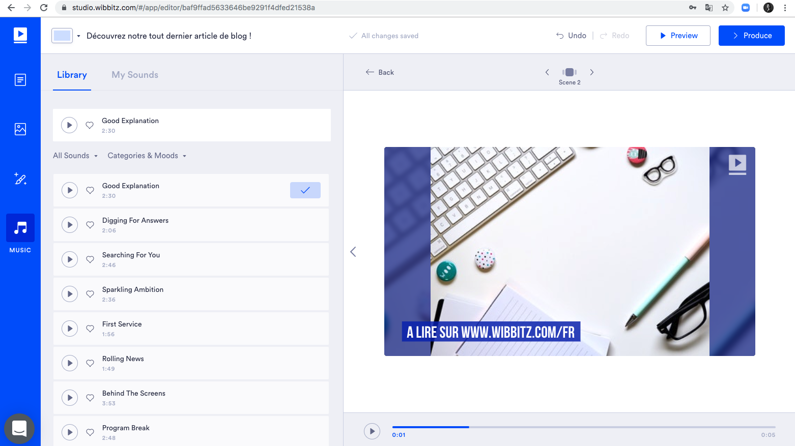 Wibbitz - Personnalisez votre vidéo en l’adaptant à votre charte graphique et en ajoutant une bande son Wibbitz - Personnalisez votre vidéo en l’adaptant à votre charte graphique et en ajoutant une bande son