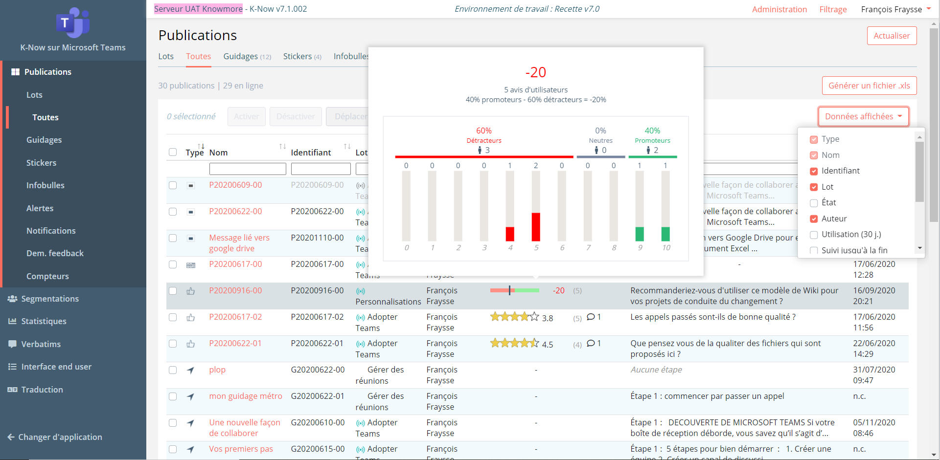 K-NOW - Analyse des feedbacks NPS des utilisateurs