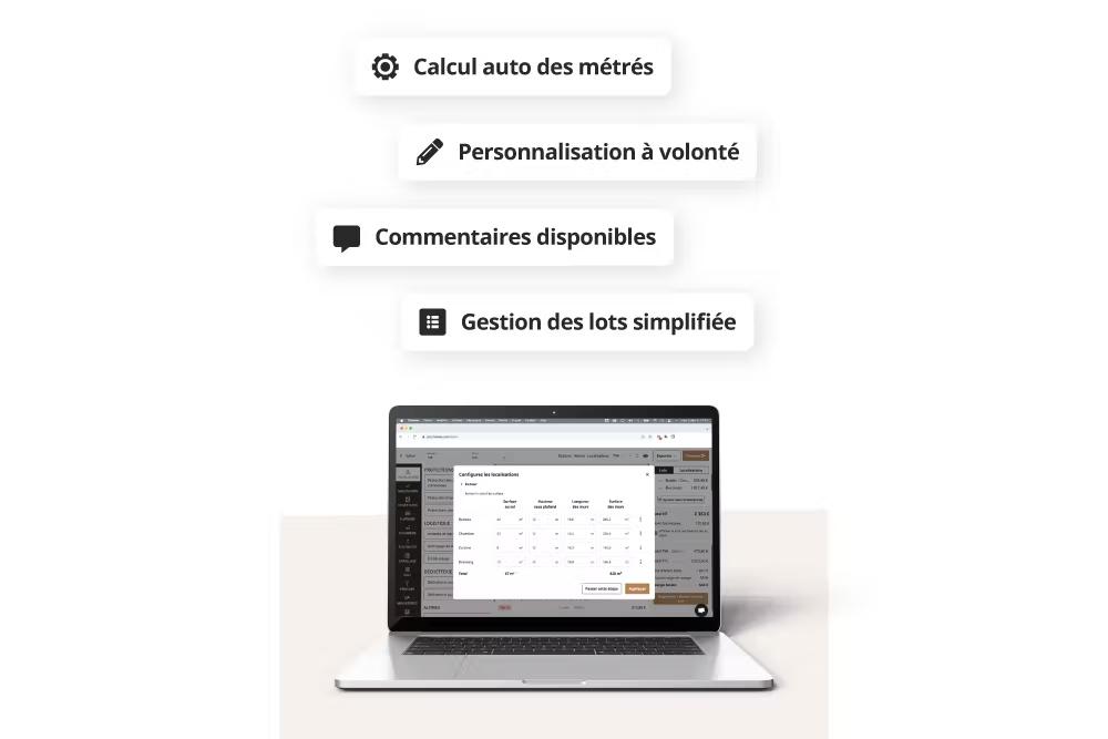Concevez facilement tous vos devis instantanément