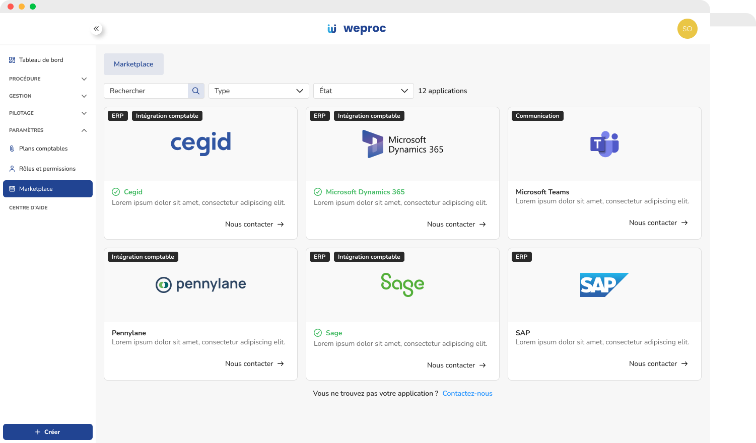 Weproc - Connectez Weproc à vos outils comptables, ERP et Punch Out. Garantissez la conformité fournisseurs et bénéficiez d’un processus d’achat fluide, sans rupture entre vos systèmes internes et vos équipes.