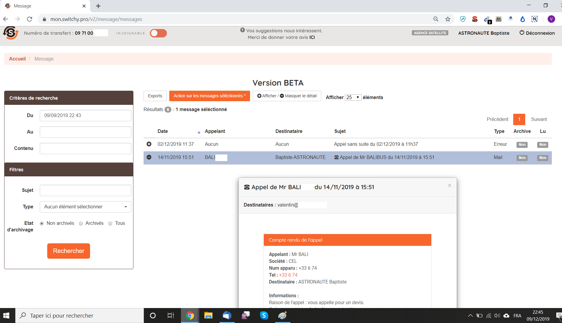 Recevez vos messages en temps réel : par e-mail et sur votre espace Switchy.pro Recevez vos messages en temps réel : par e-mail et sur votre espace Switchy.pro
