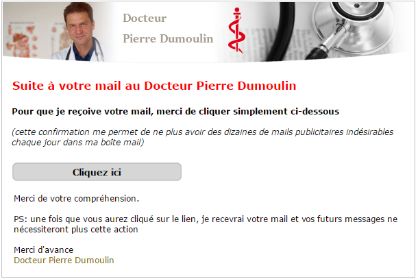 Exemple de mail que va recevoir vos correspondants non autorisés