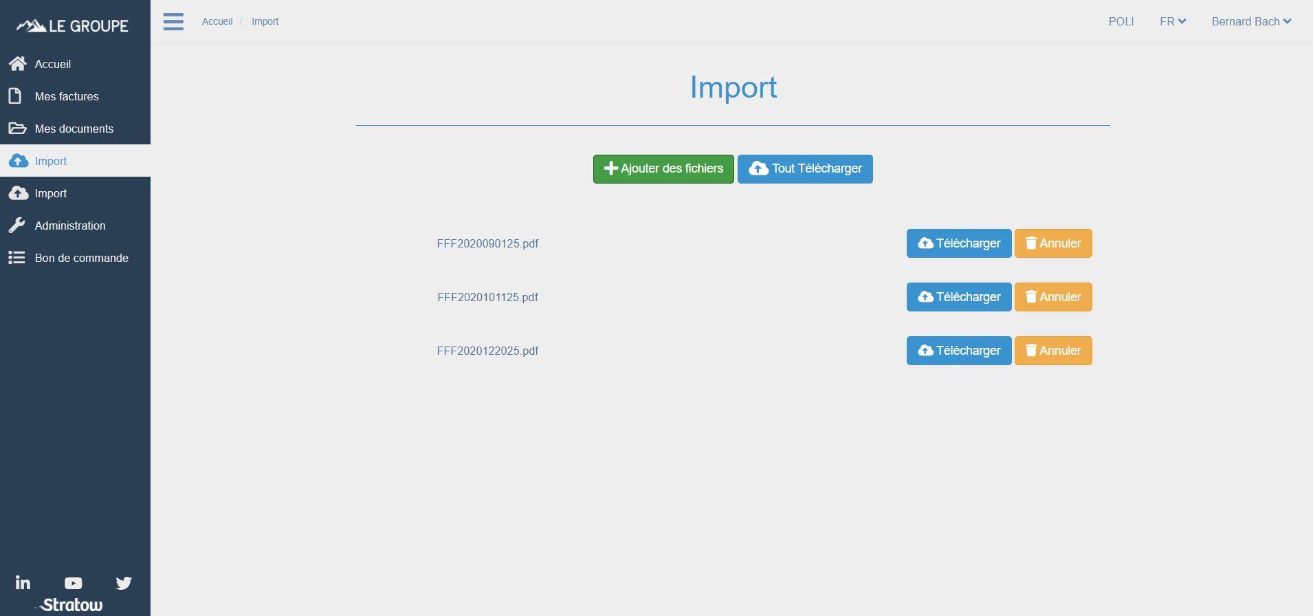 Import multiple via le portail STRATOW