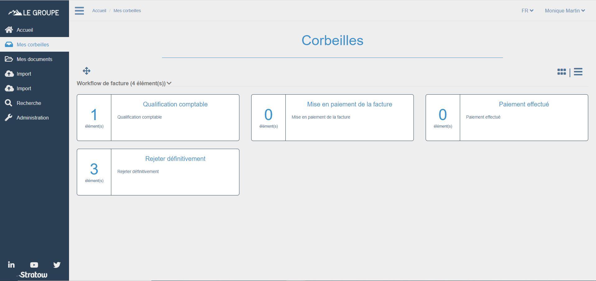 Corbeille de traitement des factures propre à votre workflow