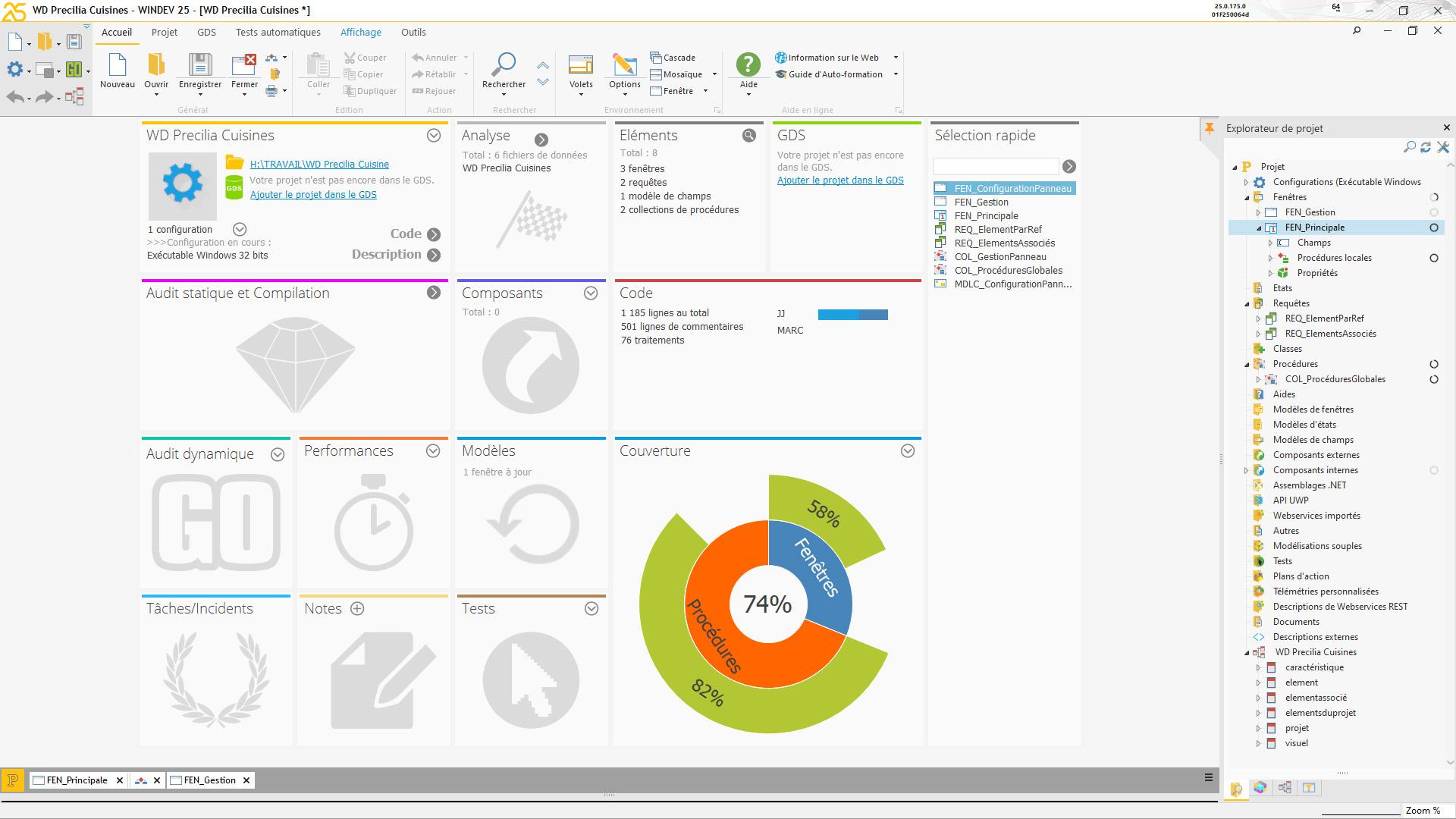 WinDev : Tableau de bord de suivi d'un projet