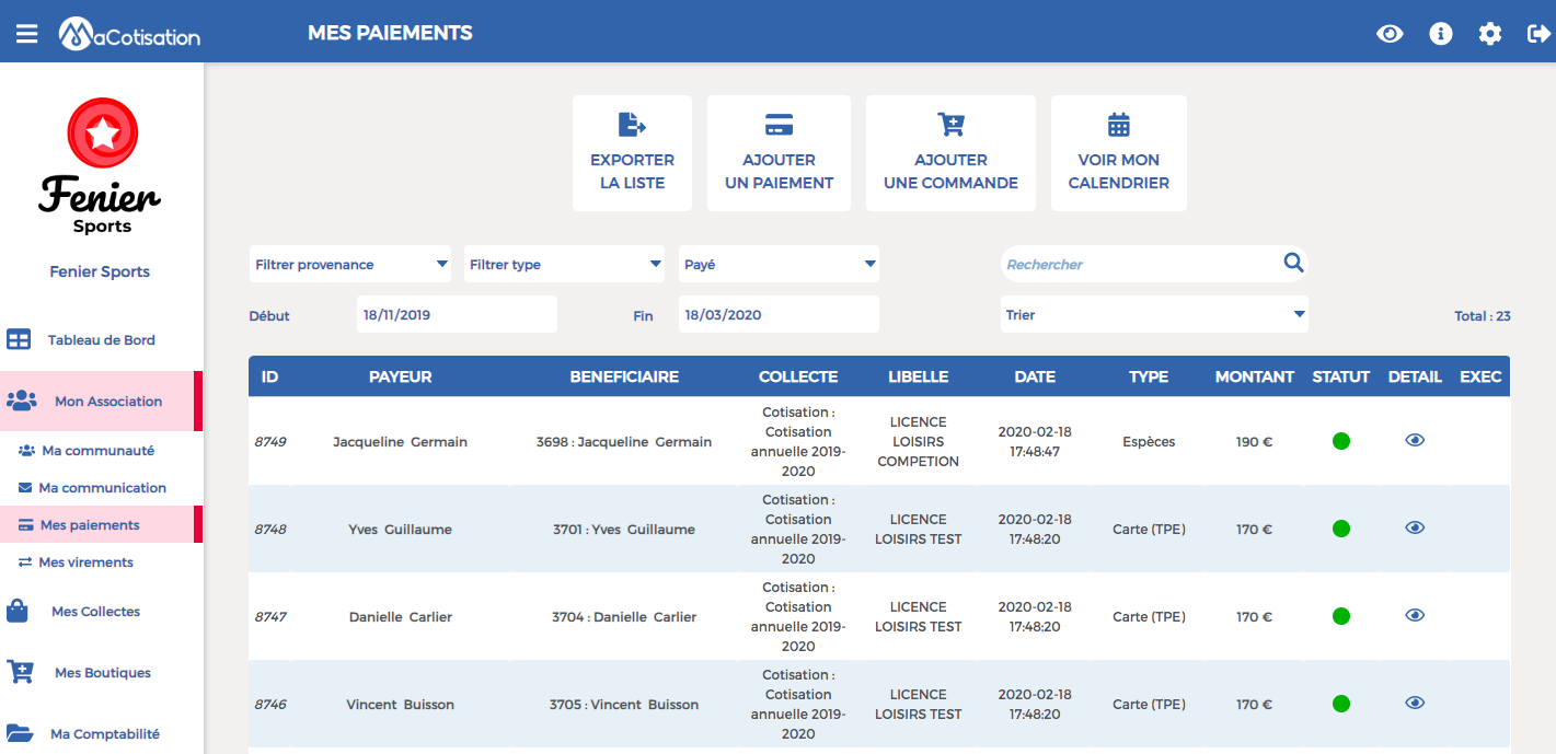 Gestion des paiements Gestion des paiements