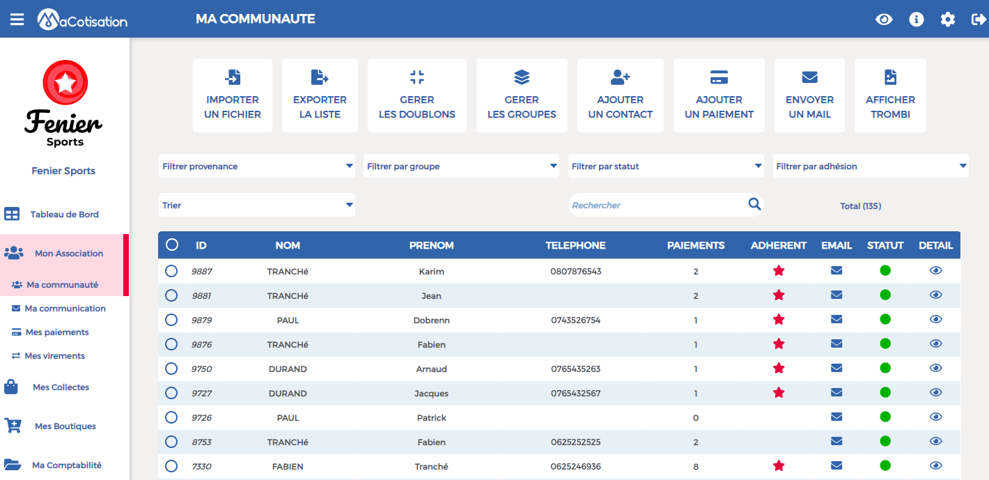 Gestion des membres Gestion des membres
