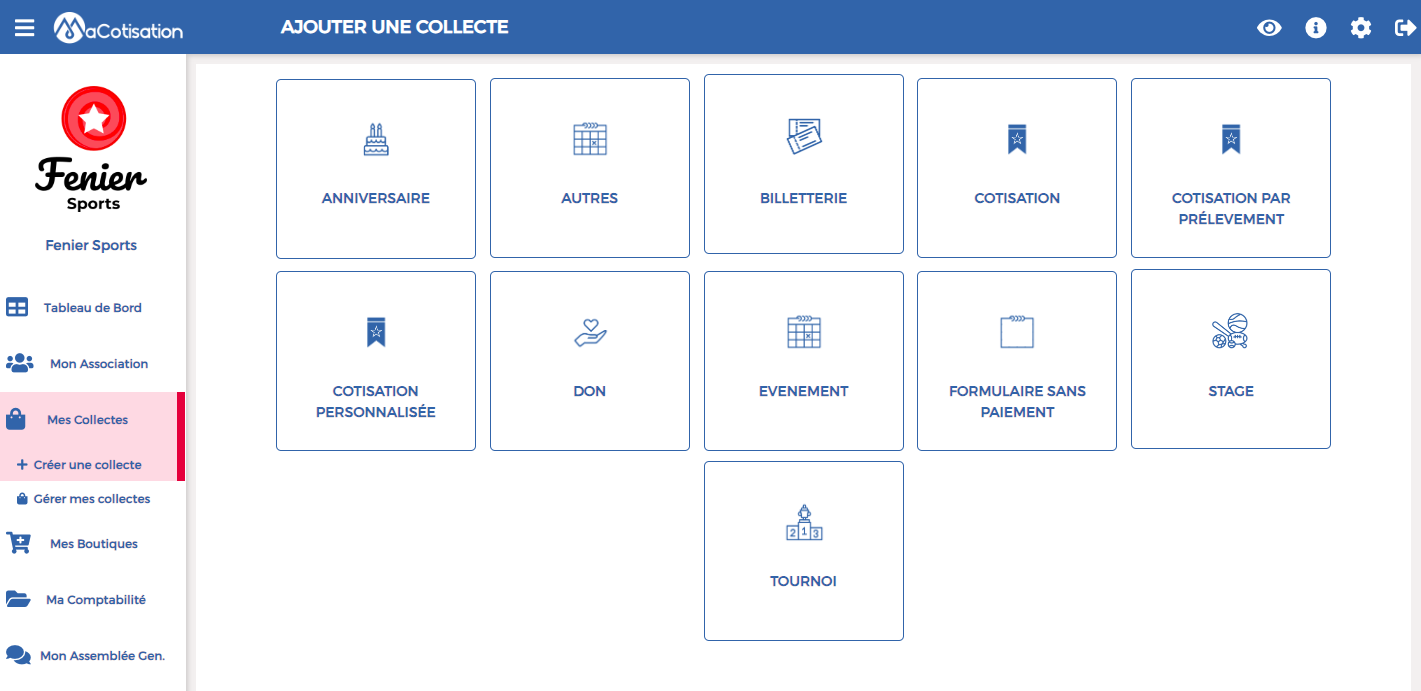 Création de collecte Création de collecte