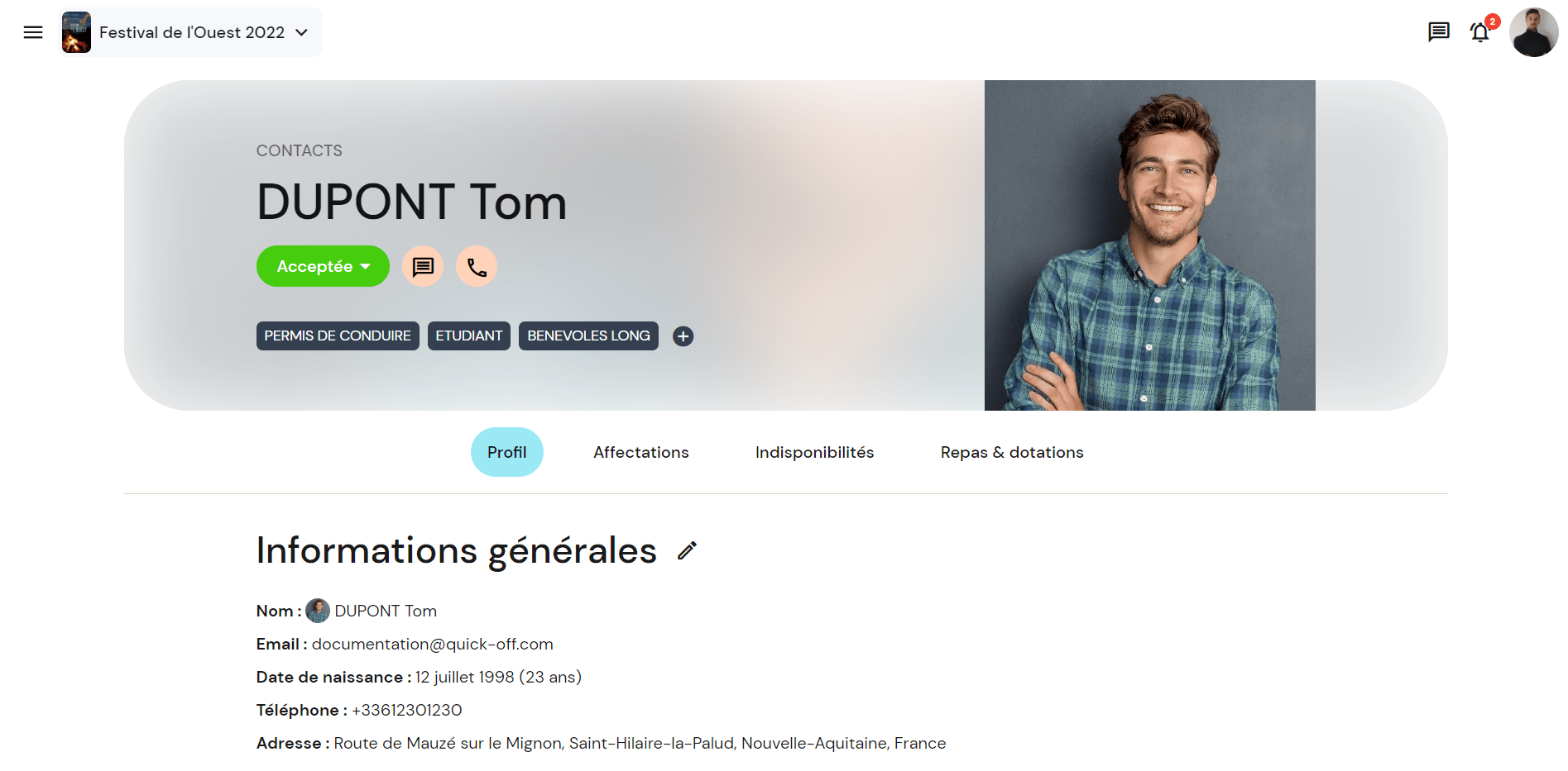 Fiche contact