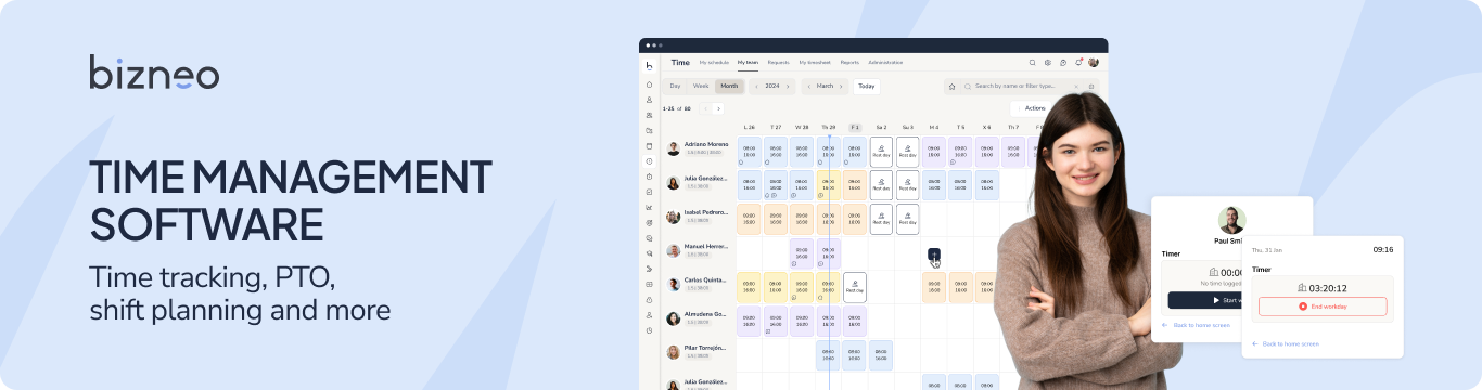Review Bizneo Time Manager: Time and attendance tracking Software - Appvizer
