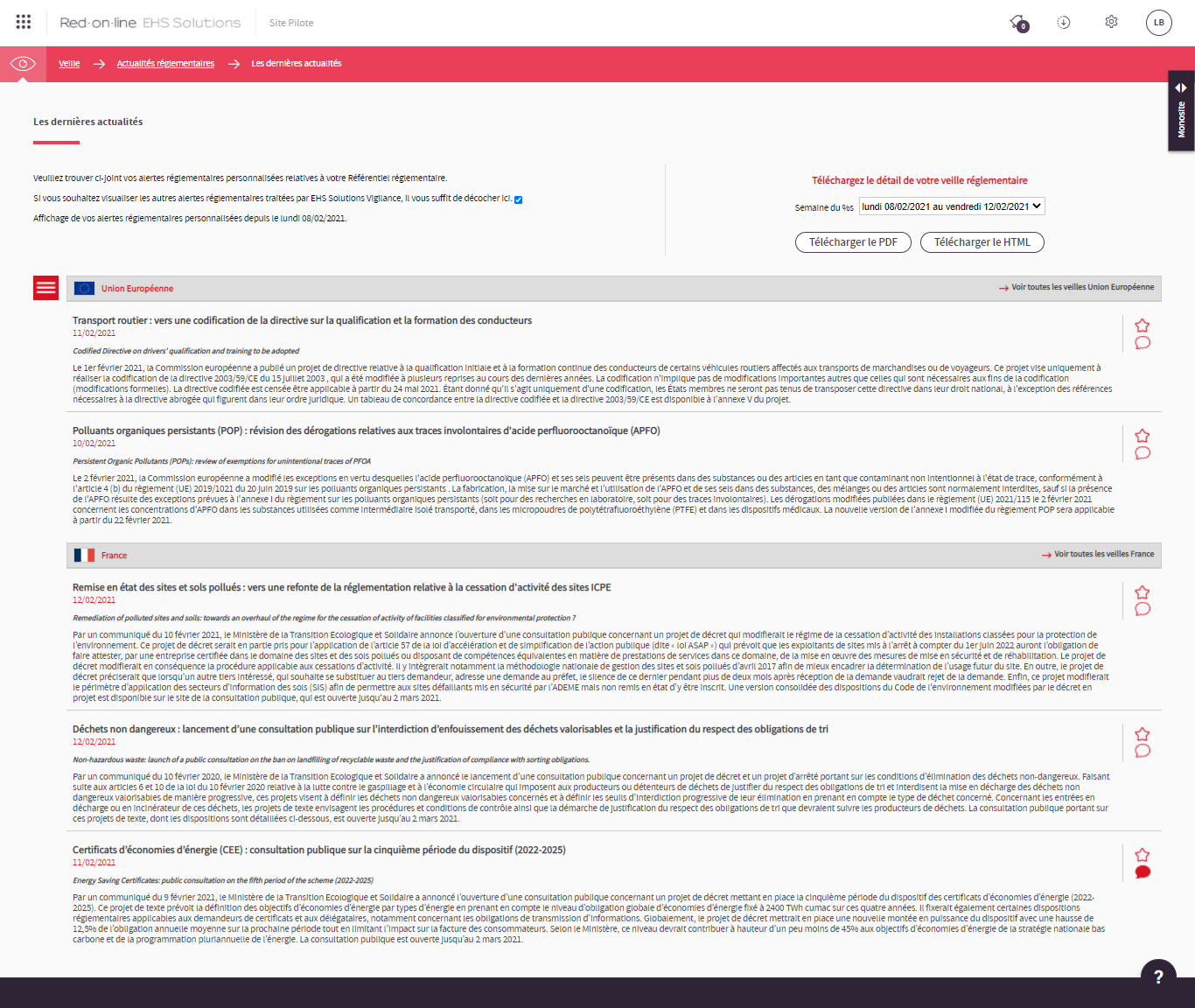 Veille: Actualités réglementaires
Les dernières actualités Veille: Actualités réglementaires
Les dernières actualités