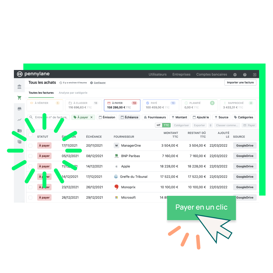 Pennylane-Collectez, cliquez, c'est payé ! Simplifiez la gestion de vos factures fournisseurs