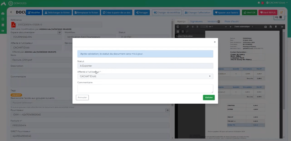 O'GED - Workflow de validation d'une facture fournisseur O'GED - Workflow de validation d'une facture fournisseur