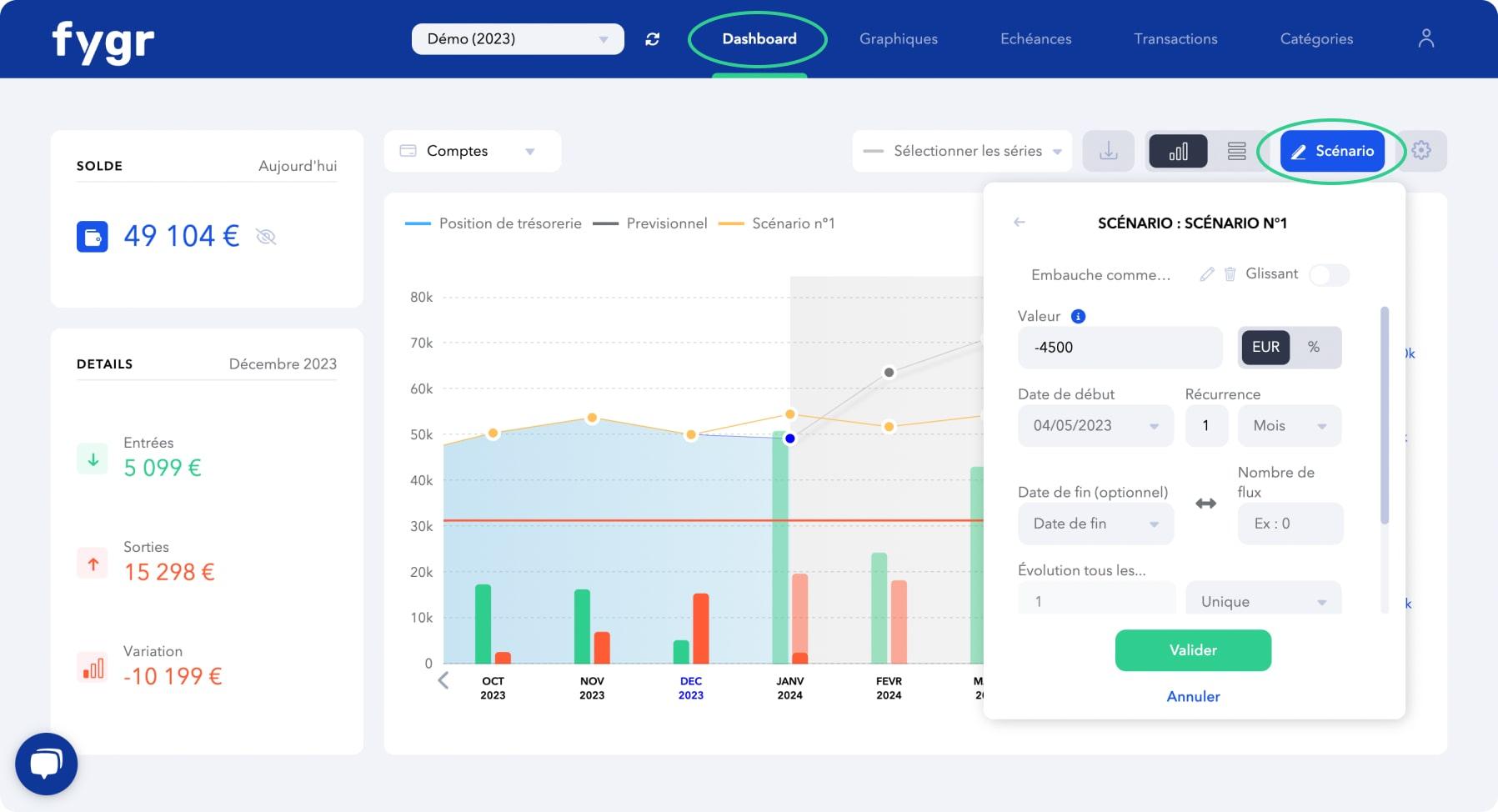 Fygr - Scénarisez vos prévisions pour visualiser leur impact sur votre trésorerie et assurez vous de prendre les bonnes décisions pour votre entreprise.