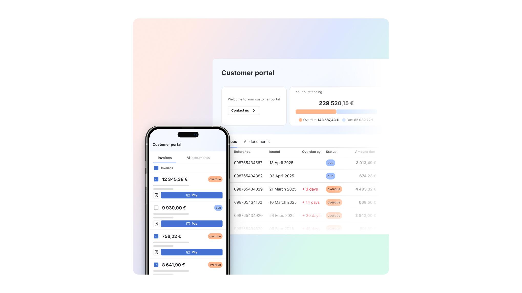 LeanPay - Online customer portal where clients can download their PDF invoices