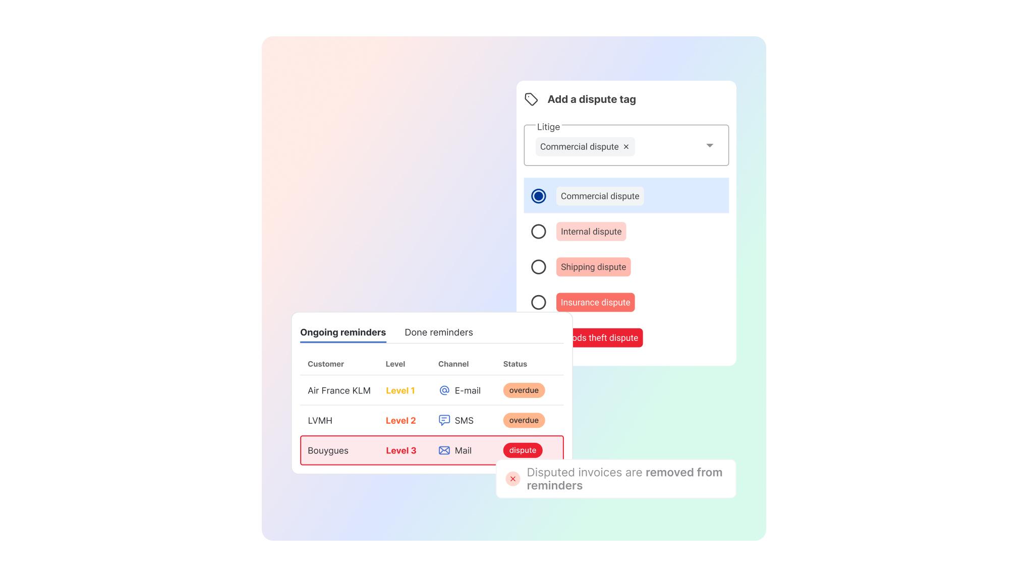 LeanPay - Simplified dispute management with categorization and exclusion from reminders