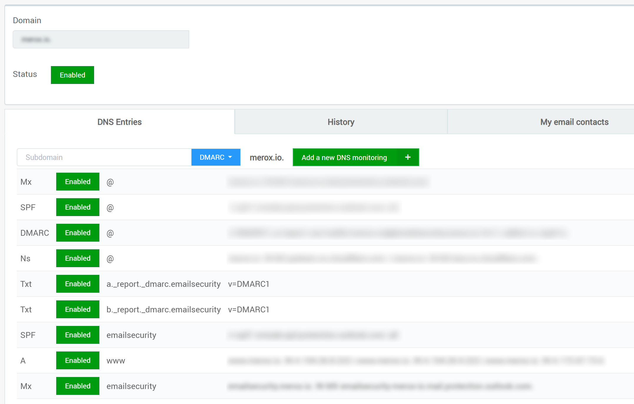 Monitoring de vos entrées DNS