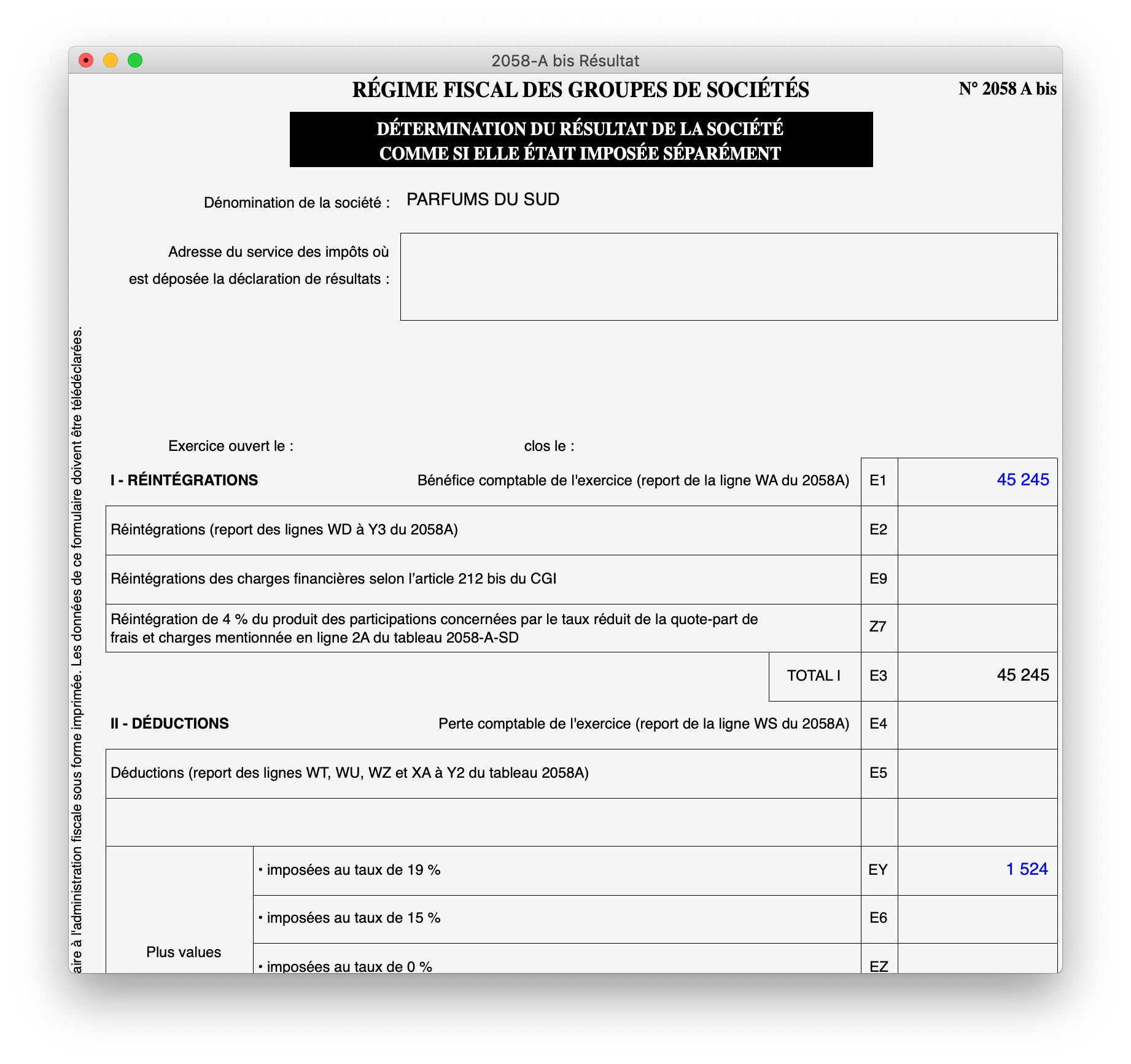 Intégration fiscale - Fille Intégration fiscale - Fille
