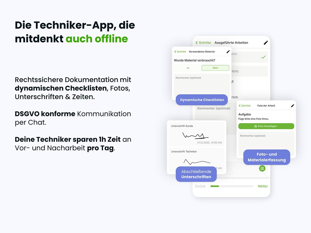 mfr® Field Service Management - Techniker App mit Offline-Funktion