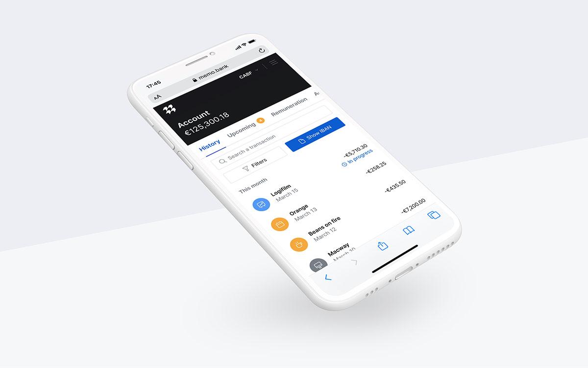 Compte courant Memo Bank, version mobile Compte courant Memo Bank, version mobile