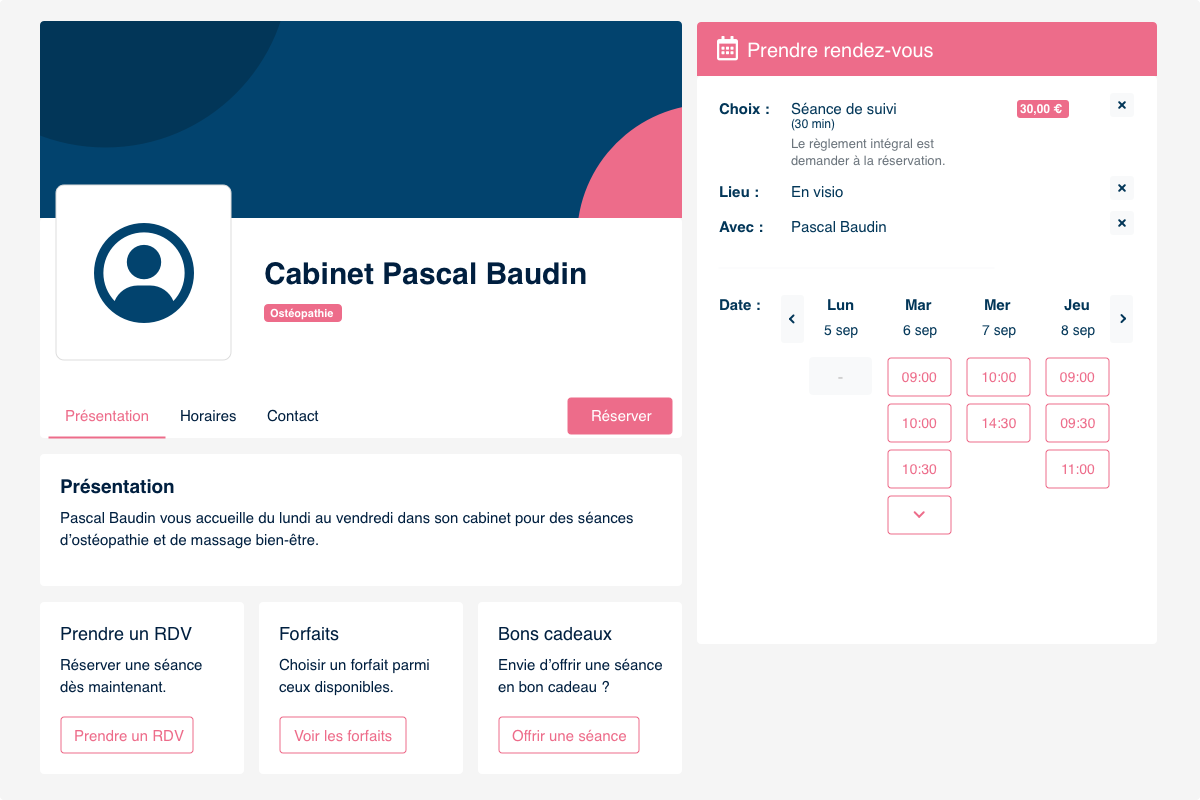 Itiaki - Page de prise de RDV en ligne