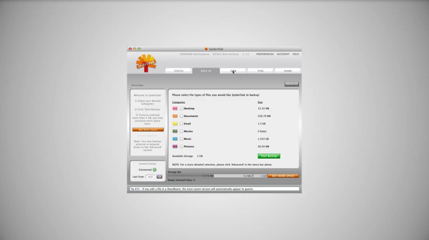SpiderOak: Documents partagés, Sauvegarde vers un NAS, Sauvegarde des postes fixes