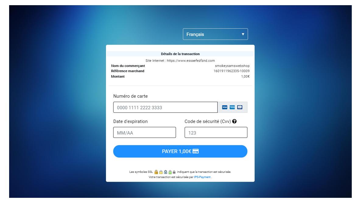 Page de paiement