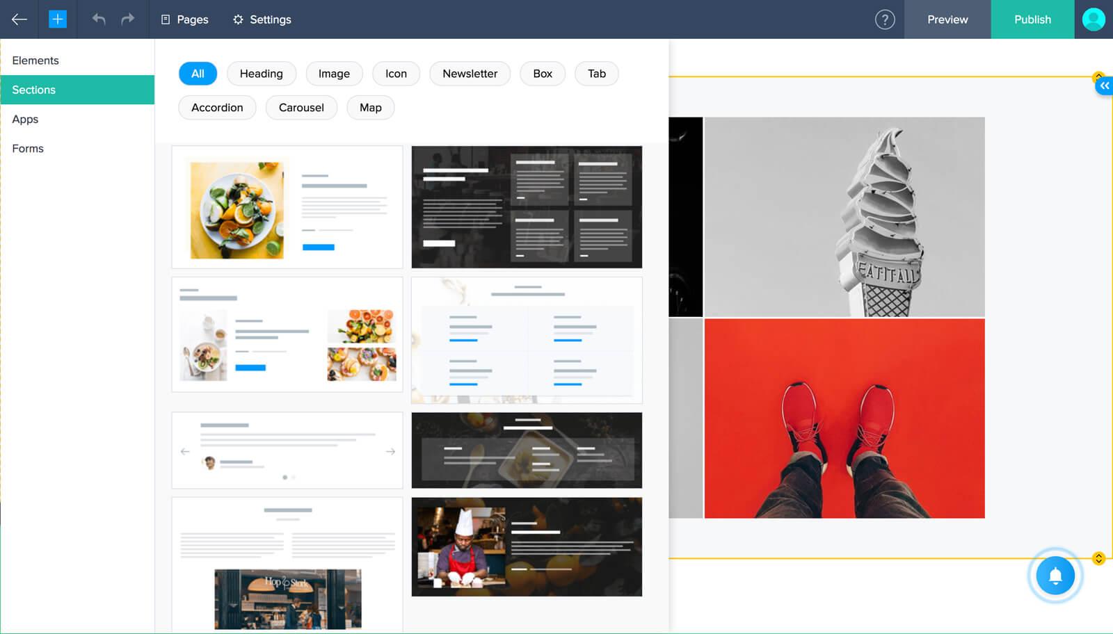 Zoho Sites-create-sections Zoho Sites-create-sections
