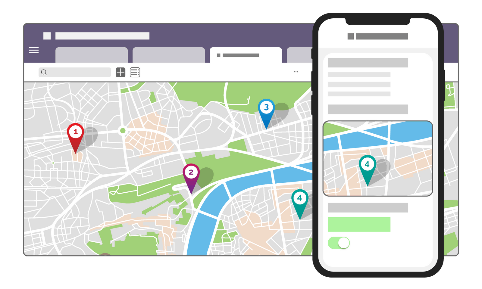 De localiser vos chantiers, vos sites ou vos clients sous forme de cartes. De localiser vos chantiers, vos sites ou vos clients sous forme de cartes.