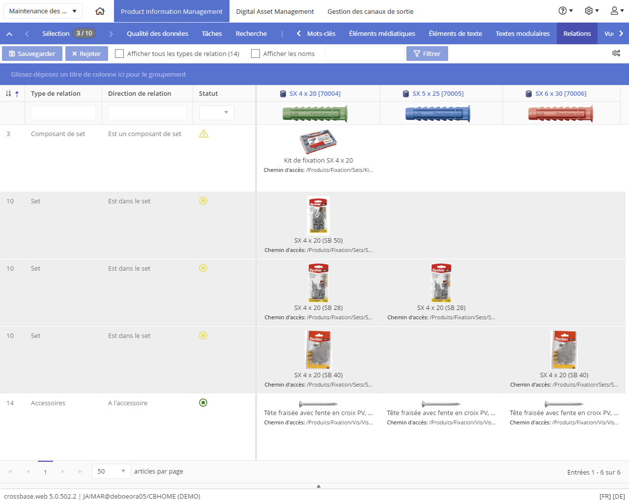 Gestion des relations de produits