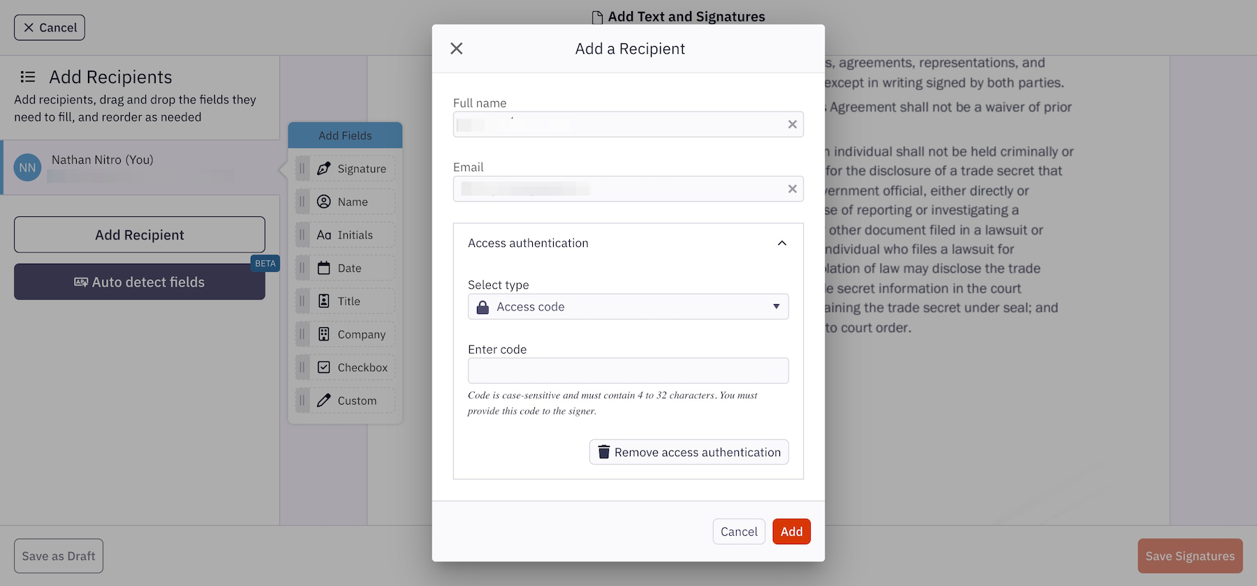 Nitro Sign - Add 2FA