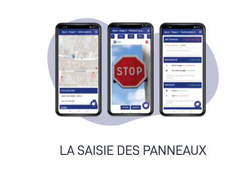 L’application mobile et tablette permet de localiser précisément chaque panneau de votre parc, de le prendre en photo et de saisir ses caractéristiques de façon simple et intuitive. L’application mobile et tablette permet de localiser précisément chaque panneau de votre parc, de le prendre en photo et de saisir ses caractéristiques de façon simple et intuitive.