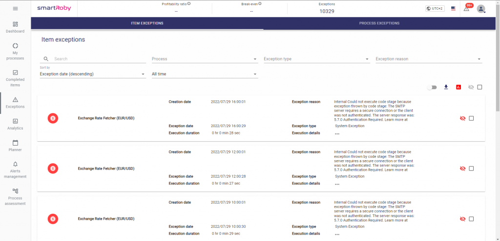 SmartRoby - Exception management