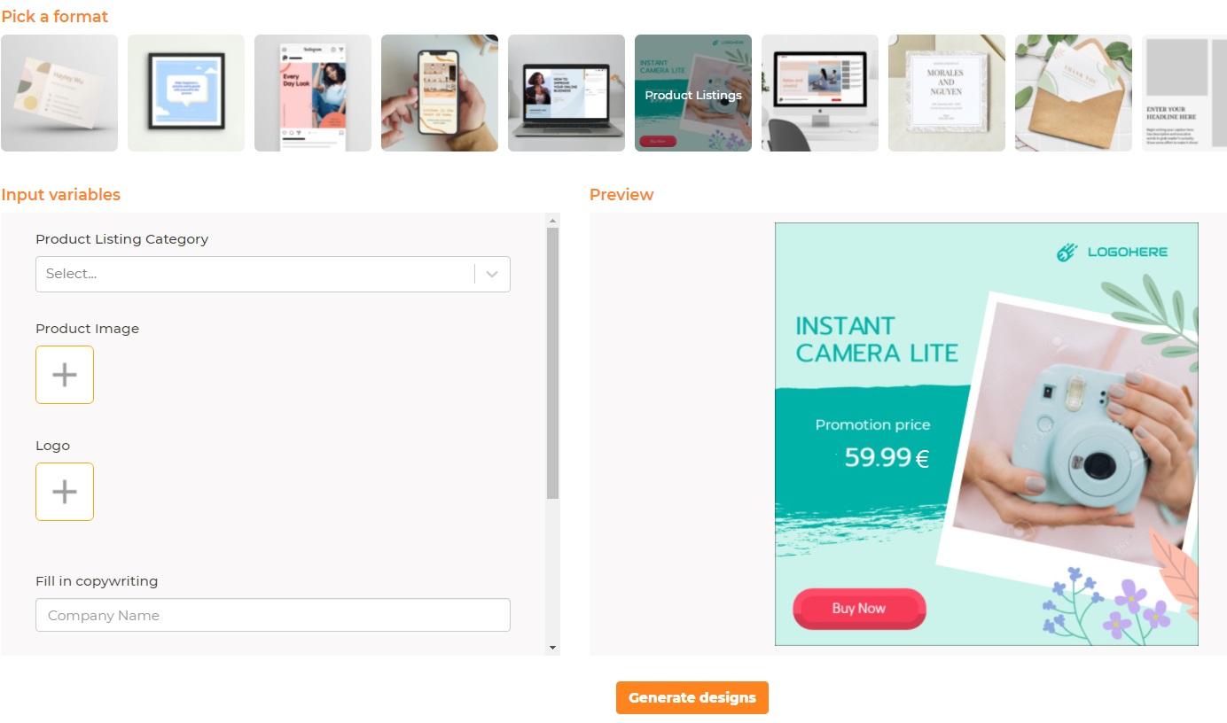 Le Wizard IA ou l'assistant IA pour générer plusieurs variations de design Le Wizard IA ou l'assistant IA pour générer plusieurs variations de design