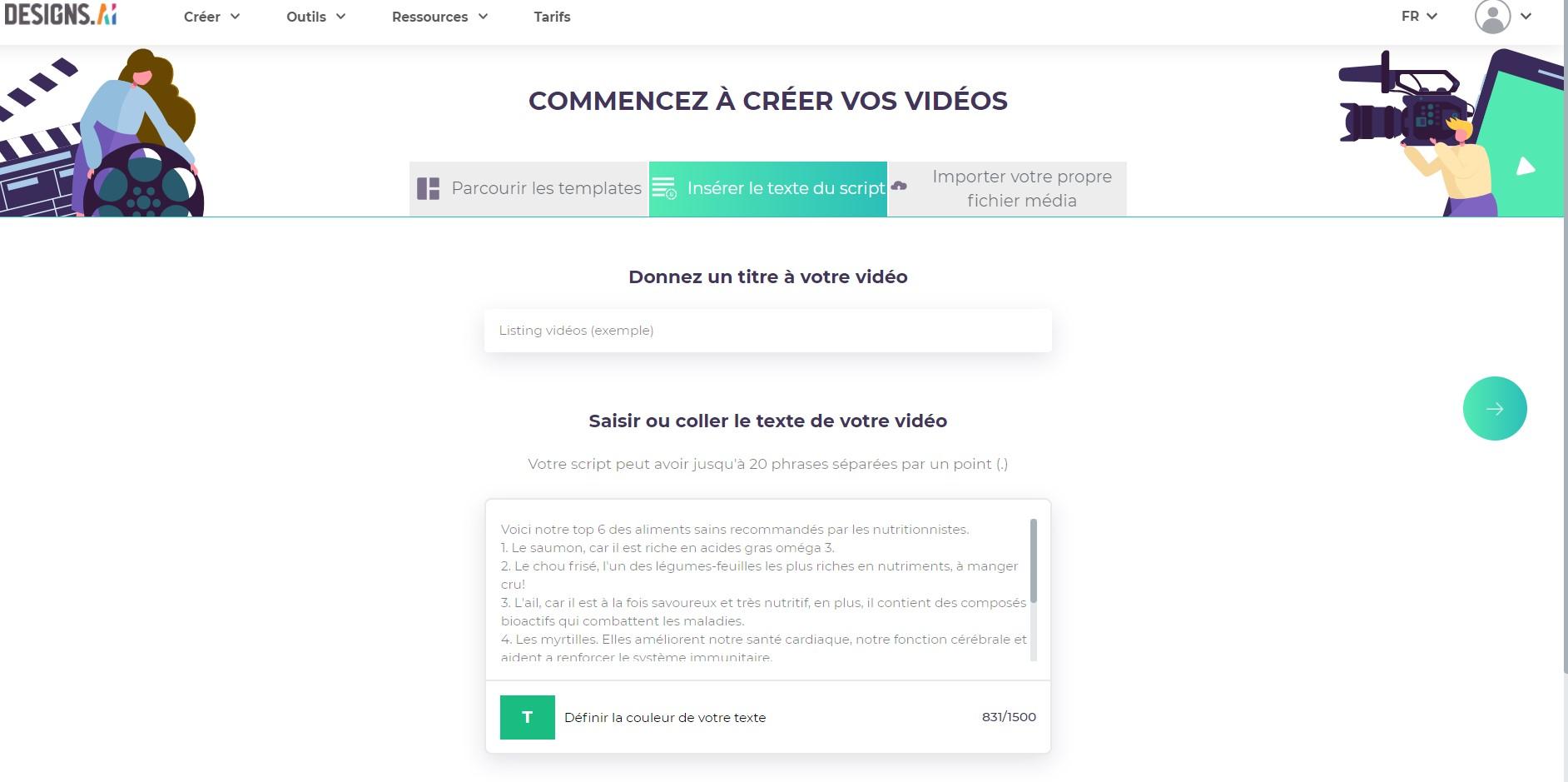 Générer des vidéos en insérant un texte